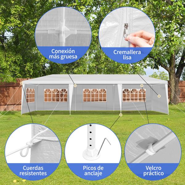 10x30 Party Tent with Removable Sidewalls for Outdoor Events | Waterproof PE Canopy with Mesh Windows, 2 Zippered Doors, Rust-Resistant White Steel Frame for Weddings, Parties & BBQs  10'x30' Outdoor Party Tent with 8 Removable Sidewalls