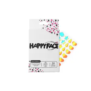 HappyFace Holographic Pimple Patches, Mixed Party Pack 24 Count, Acne Spot Dots, Hydrocolloid, Niacinamide, Centella, Calendula, Tea Tree Oil, All Skin Types Skincare Skin Repair