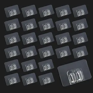 30pcsMultifunctional cable organizer transparent plastic hook, sticky wall mounting, suitable for household data cable storage, wire finishing, lamp string and lamp belt, industrial display hook