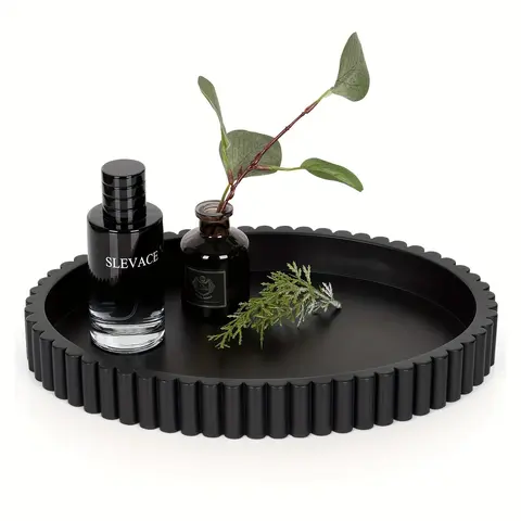 Modern Silicone Round Tray, Minimalist Art Centerpiece for Elegant Coffee Table and Coffee Bar Decor, Home Decoration and Perfume Display