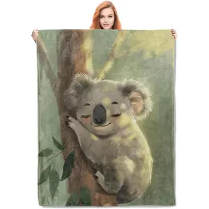 Cute Koala Blanket,Anime Flannel Throw Blankets,Soft Warm Lightweight Cozy Plush Koala Throws for Bedroom Sofa Home Decor Gifts  50"x60"