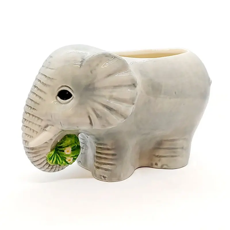 BARCONIC Painted Ceramic Tiki Mug - 15 oz Elephant Animal Character Mug for Cocktails, Animal Character Mugs, Elephant Mugs