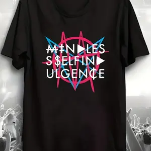 Mindless Self Indulgence Logo Print Men's Comfortable Cotton T Shirt Casual Summer Tee with Crew Neck & Short Sleeveshot sale Relaxed Fit Round Neck Short Sleeve Tee Machine washable Perfect for All Seasons