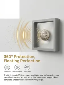 5 Pack 3D Floating Jewelry Display Boxes ( Square), Ideal for Collectors & Retailers, Showcases Rings Earrings Coins Specimens (11cm X 11cm)