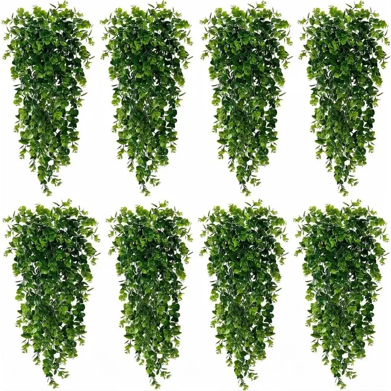 Realistic Ivy Vine Garland - UV-Resistant Faux Hanging Greenery, Durable Synthetic Eucalyptus-Style Leaves, Space-Saving Indoor Outdoor Wall Decor, 4 or 8 pcs Multi-Pack for Patio, Porch, Wedding