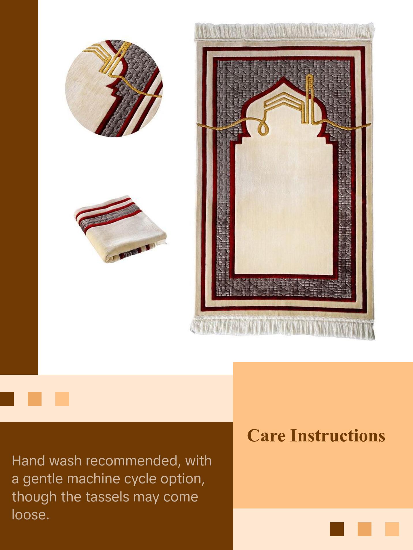 Sukoon Plush Velvet Islamic Prayer Rug - Grey