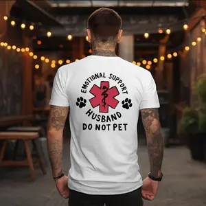 Emotional Support Husband Shirt, Funny Do Not Pet Medical Symbol T Shirt For Spouses, Gift For Husband Boyfriend Him, Short Sleeve Crew Neck Top, Crewneck Topoversized gym shirts