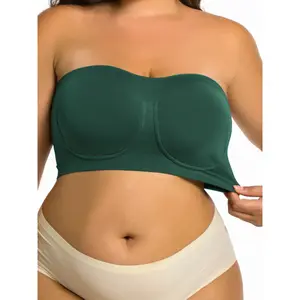 [Plus-Size Strapless Bra] 1pc Women's Plus-Size Strapless Bra, Strapless and Wire-Free Stretch Lingerie, Breathable Solid Color Comfortable Versatile Simple Plus-Size Bra, Non-Slip Women's Bra Top, Wardrobe Essential, Wearable All Year Round
