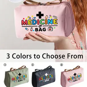 Portable Medicine Bag, Compact Pill Organizer Box, First Aid Kit, Colorful Theme Makeup Bag, Travel Drug Storage, Essential Medical Accessory, Travel Cosmetic Bag