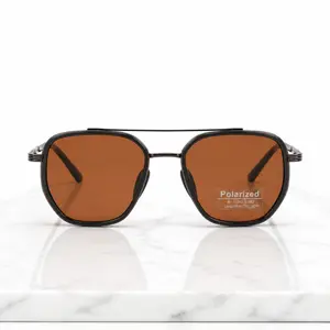 Classic polarized aviator sunglasses, UV400 protection double-bridge square frames, unique styling