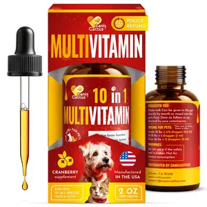 Liquid Multivitamin for Dogs | Multivitamin for Cats | 10-in-1 Cat Vitamin Complex + Glucosamine & Cranberry | Hips & Joints | Skin & Coat | Help with Allergies, Coughs & UTIs | 2 oz