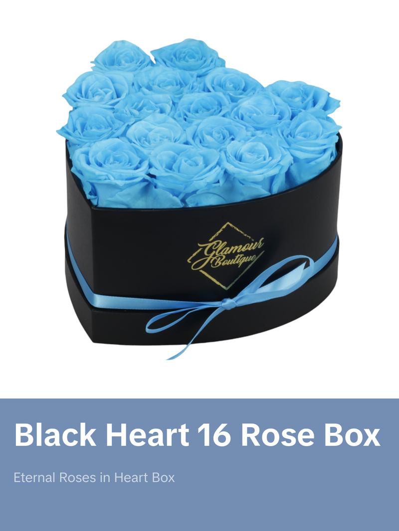 Immortal Love Black Heart | 16 Tiffany Roses Bouquet Box Immortal Love Black Heart | 16 Tiffany Roses Bouquet Box