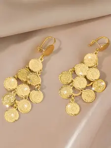Antique Coin Tassel Earrings, High-Quality Copper Jewelry, Trendy Jewelry, Luxurious Gift for Ladies, Perfect for Valentine's Day and Daily Accessories