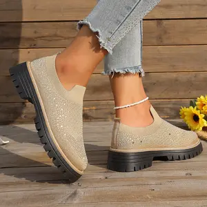 Women's Round Toe Thick Soled Casual Loafers Non Slip Wear Resistant Breathable Comfortable All Seasons