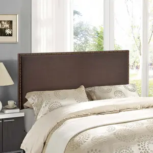 Modway Region Nailhead Queen Upholstered Headboard in Dark Brown