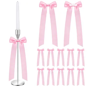 DIYDECTK 12-Piece Christmas Candlestick Bow Decorations, 13-Inch Large Coquette Self-Adhesive Wedding Table Centerpieces Gift Wrapping Wedding Bridal Shower Single Party Decoration