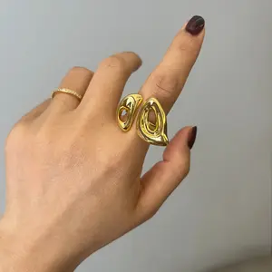 Trend Alert Adjustable Ring for Women - Hypoallergenic Copper 18K Gold Plated Dainty Stackable Jewelry |   Artisan Crafted Minimalist Ring |   TikTok Famous Everyday Luxury Gift engagementrings promise rings wedding ring promise ring gf nugget ring