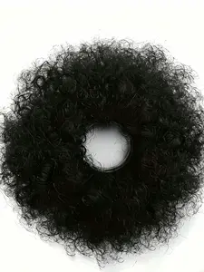 Black Curly Synthetic Hair Bun Extension for Women - Messy Chignon Hairpiece with Elastic Rubber Band, High Temperature Fiber Updo Scrunchies, Breathable Ponytail Hairpiece for Daily Wear, Party, Music Festival, Synthetic Ponytail Hairpieces