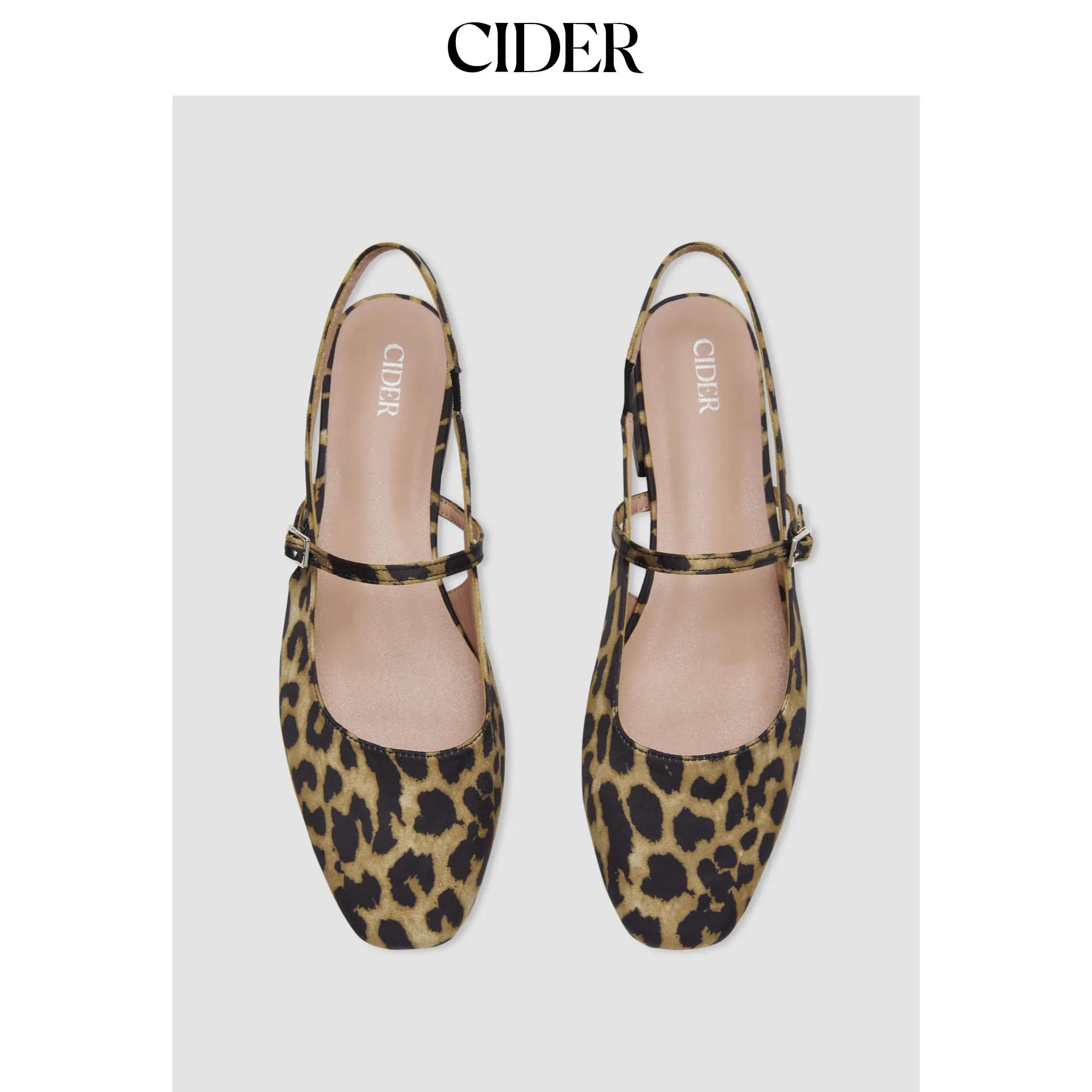 Cider [size 6-11] LEOPARD PRINT BUCKLE SLINGBACK FLATS