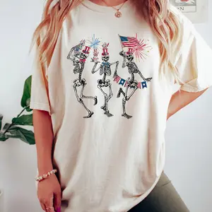 4th of July Skellies, 4th of July Shirts, Dancing Skeleton Shirt, American Flag Shirt,4th of July, Stars and Stripes Shirt, Red White Blue
