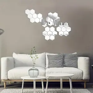 5pcs Hexagon 3D Wall Mirror Stickers - DIY Flexible Self-Adhesive Acrylic, Shatterproof & Reusable, Easy to Install for Elegant Home Decor in Living Room, Bedroom & More
