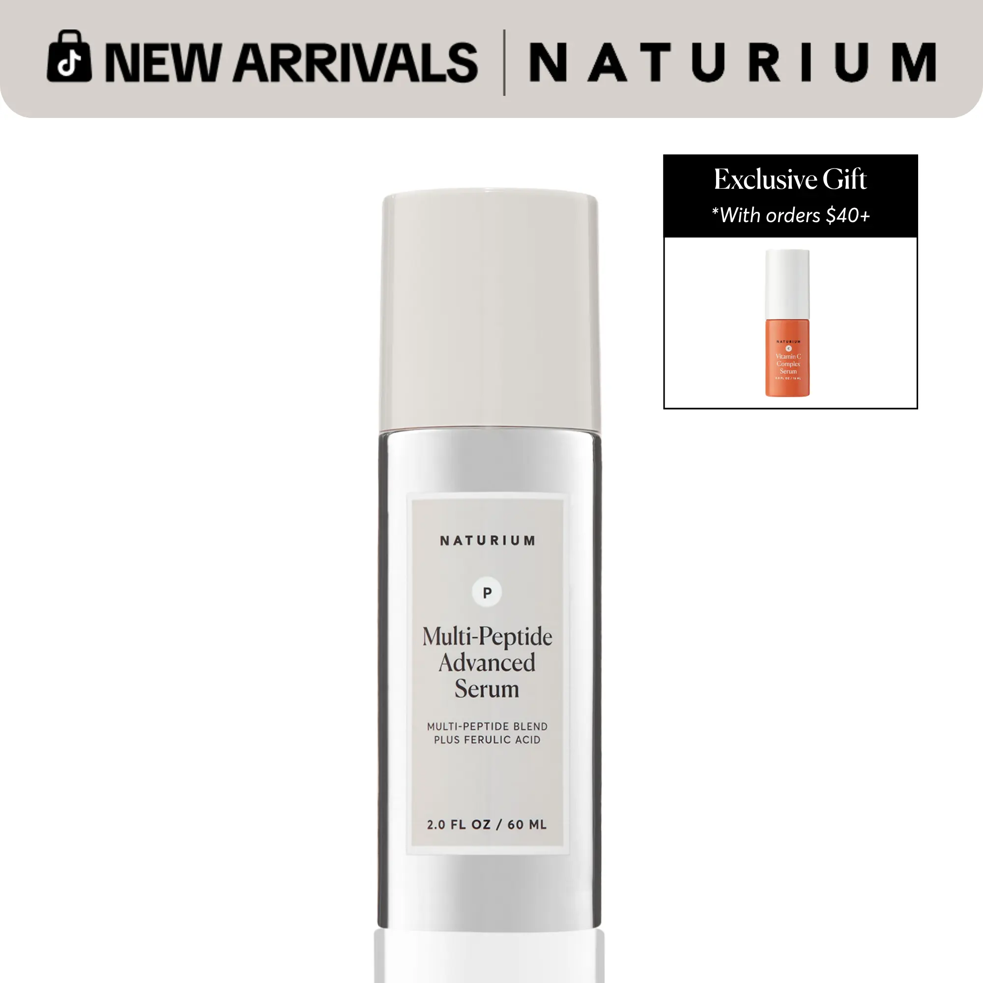 Naturium Multi-Peptide Advanced Serum - Jumbo (60ml) Serum for Wrinkles, Copper Peptides and Argireline Amplified Peptides