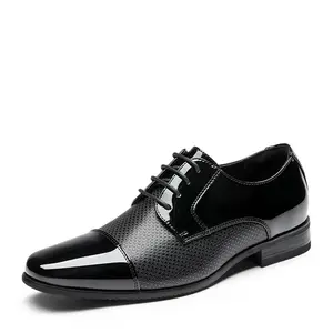 Bruno Marc [Colin] Men's Cap-Toe Patent Leather Oxford Shoes with Lightweight Design, Durable Rubber Outsole & Stacked Wooden Heel - Boy, Footwear