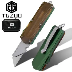 Aluminum Alloy Utility Knife Multifunctional Knife with 10 Spare Blades, Handmade DIY Paper Cutting Outdoor Camping Hunting Knife, Dual Material Design