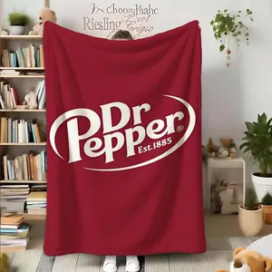 Dr Pepper Printed Blanket, 100% Flannel Soft Comfortable Throw, Contemporary Style, Travel Sofa Bed, Office Home Decor, Birthday Gift, Giftable Blankets