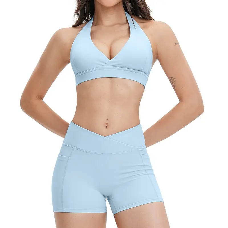 4518 bra+2030 shorts   Water Wave Blue