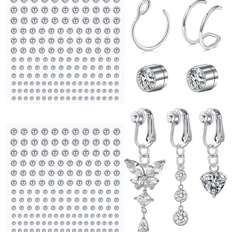 Fashionable Fake Piercing Jewelry for Women, Fashion Body Jewelry, Nose Piercing Kit, Fake Nose Ring, Faux Nose Ring, Magnetic Nose Stud, Stick-on Jewelry