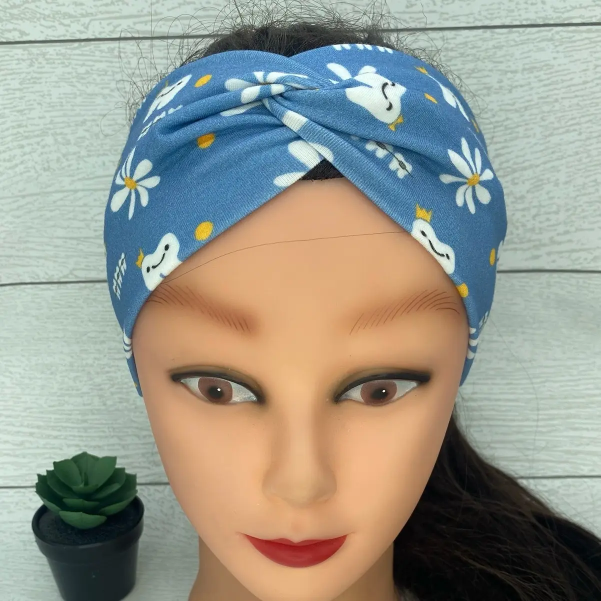 Daisy and teeth Dental headband, womens hair accessory for dental professionals, wide headband