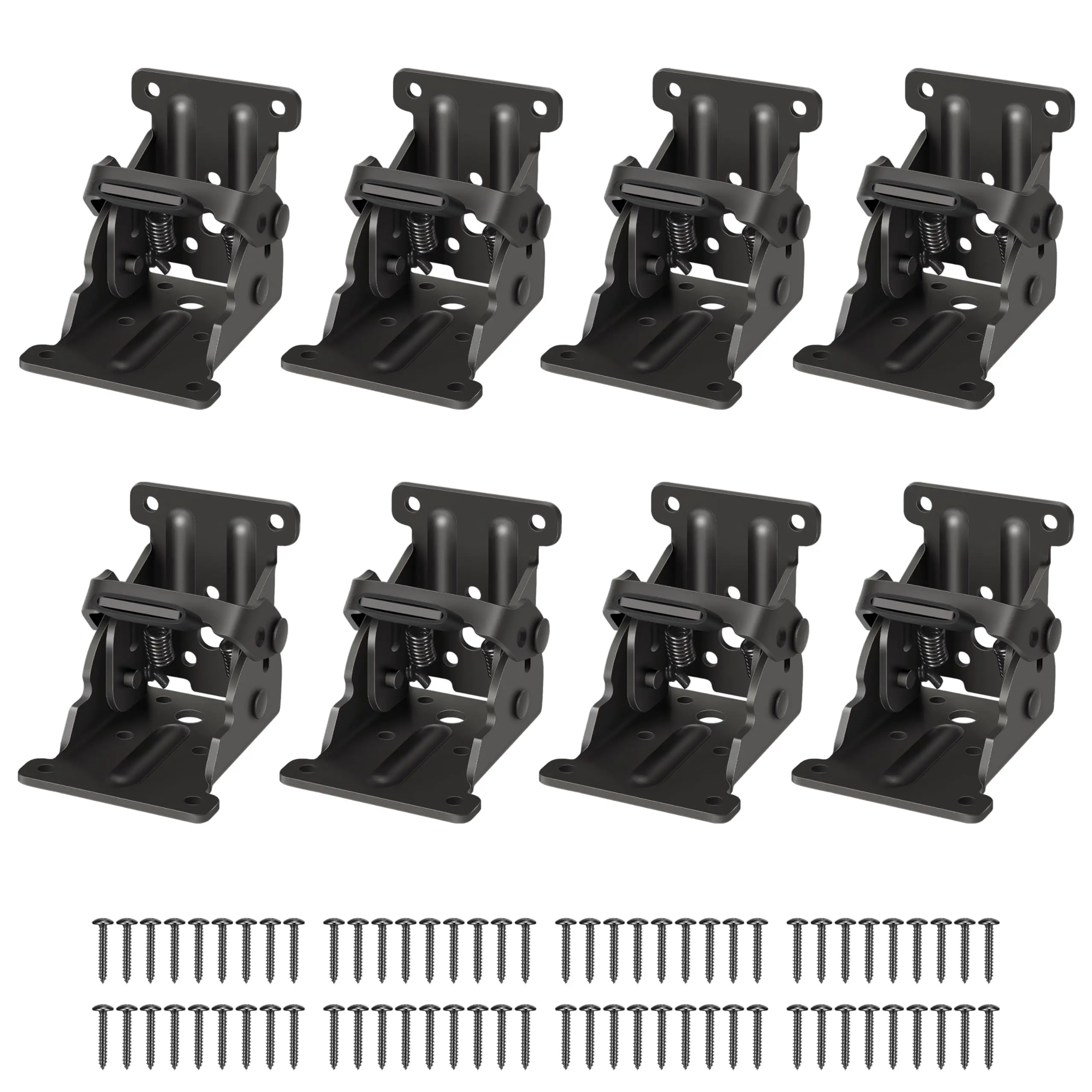 4 Pack Folding Brackets, Self-Lock Hinge with Screws for Folding Table Legs, Lock Extension Support Bracket Bed Legs, Black Heavy Duty Hardware Furniture Parts Industrial Metal