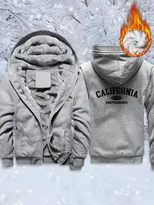 California San Francisco Est 1997 Prints Man Thicken Coats Hip Hop Fleece Streetwear Winter Casual Zipper Hoodies Oversize Men Jacket