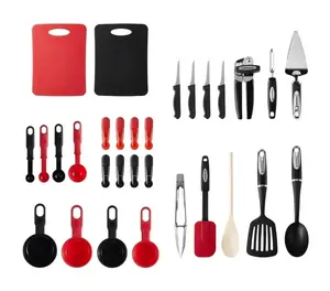Farberware 30-Piece Black And Red Kitchen Tool and Gadget Starter Set