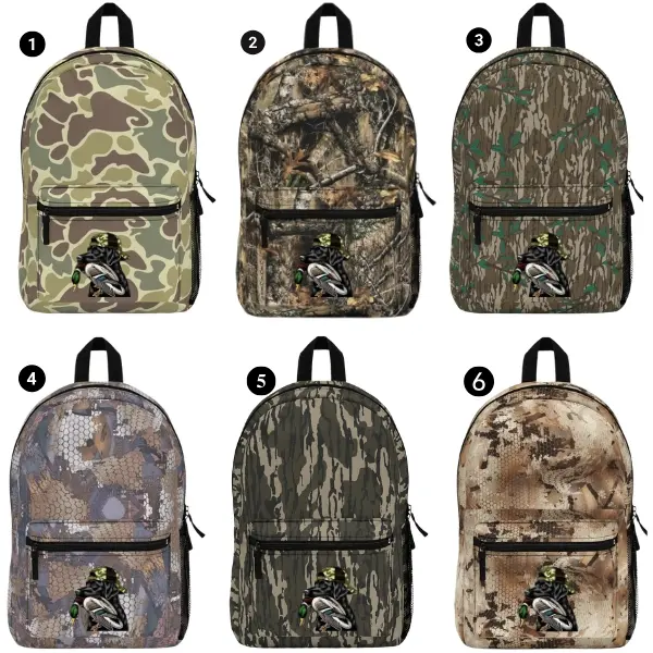 Black Lab Mallard Duck Hunting Camo Backpack, Mossy Oak Style School Backpack, Waterfowl Hunting Daypack, Outdoor Travel Bag, Backpack for Men Women
