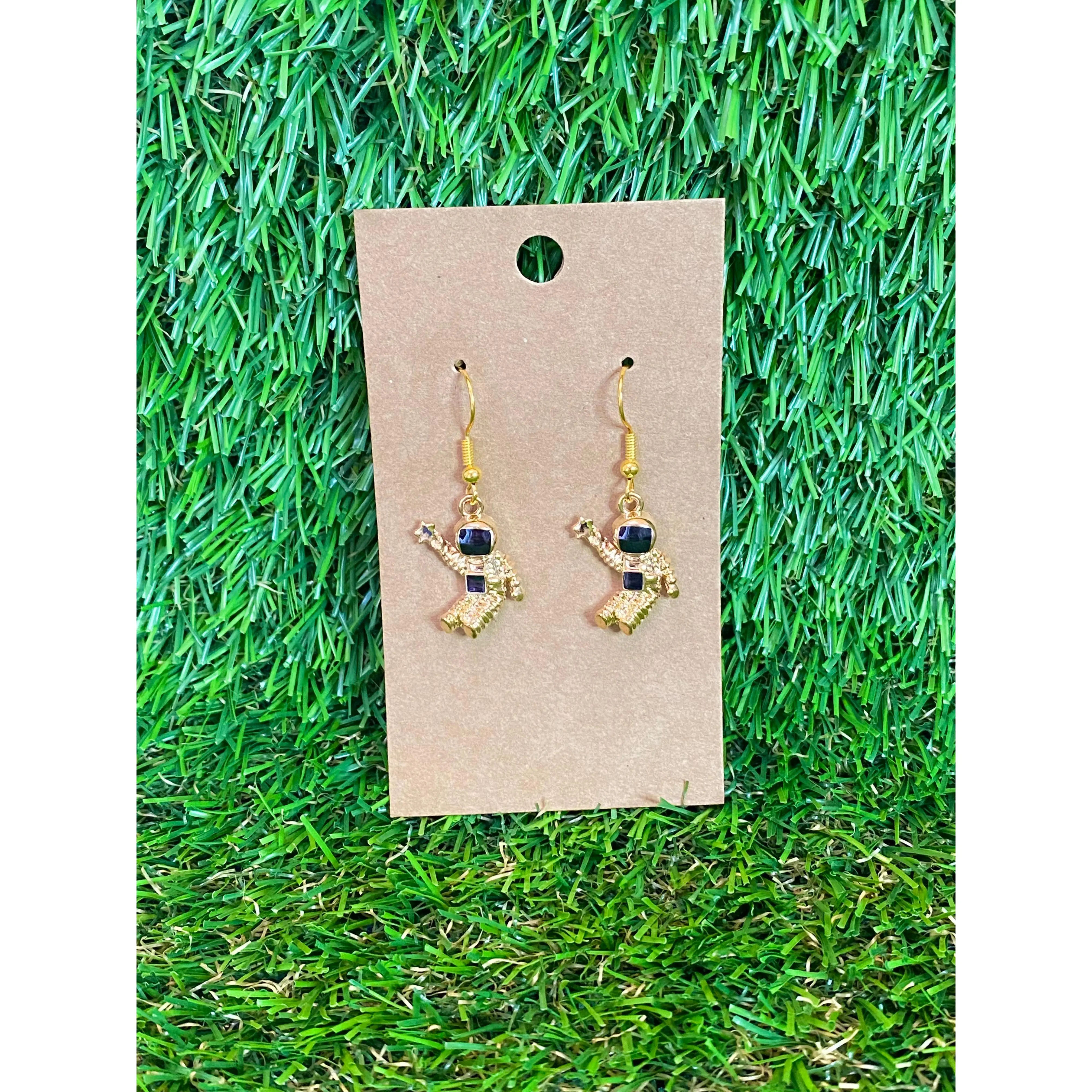 Gold Astronaut Earrings