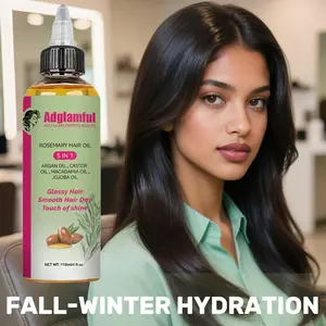 Adglamful 5-in-1 Multi-Benefit Hair Oil Infused with rosemary, castor oil, argan oil, and other hydrating ingredients to combat frizz, strengthen strands, and deeply nourish hair—leaving it smooth, shiny, and full of elasticity Haircare