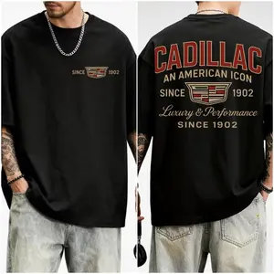 Women's Vintage Cadillac Graphic T-Shirt, Classic American Car Print, Soft 100% Cotton Round Neck Streetwear Tee, Women's Clothes