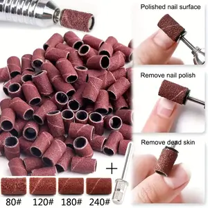 100/50/30/10Pcs Professional Sanding Cap Bands For Electric Manicure Machine 240/180/120/80 Grit Nail Drill Grinding Bit Files Pedicure Manicure Tool Accessories Decorations Nail Drill Set Nail Drill Bits