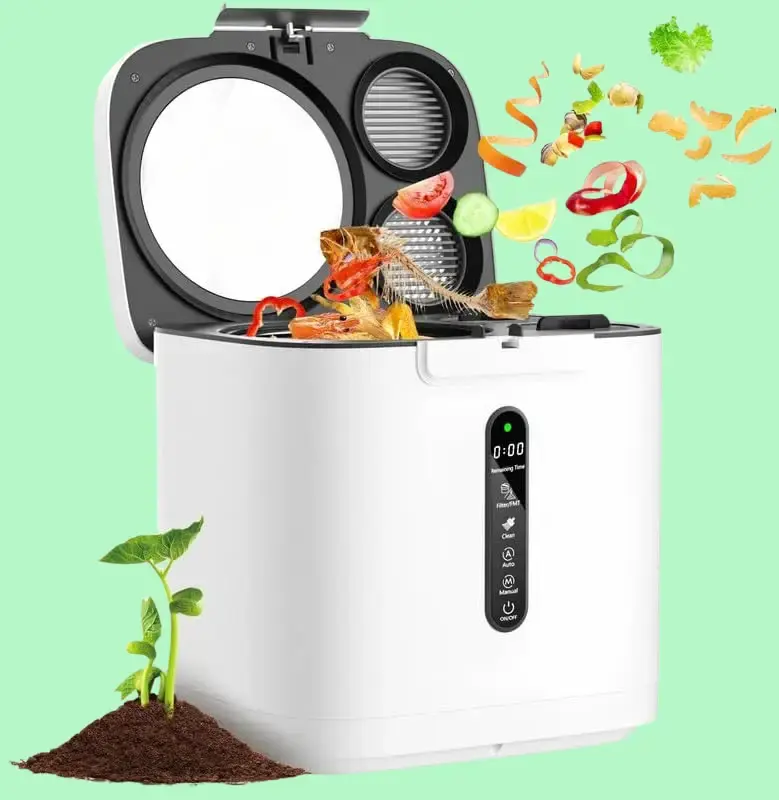 4L Electric Composter with Visable Window, Kitchen Intelligent Compost Bin