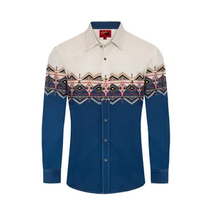 Men's Western Pearl Snap Print Shirt - PS100L-1087