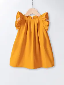 Girls' Summer Sleeveless Dress, Cute Princess Style, Plain Color, Draped Design, Loose-Fitting Midi Dress, Sweet and Adorable, Ruffle Dress