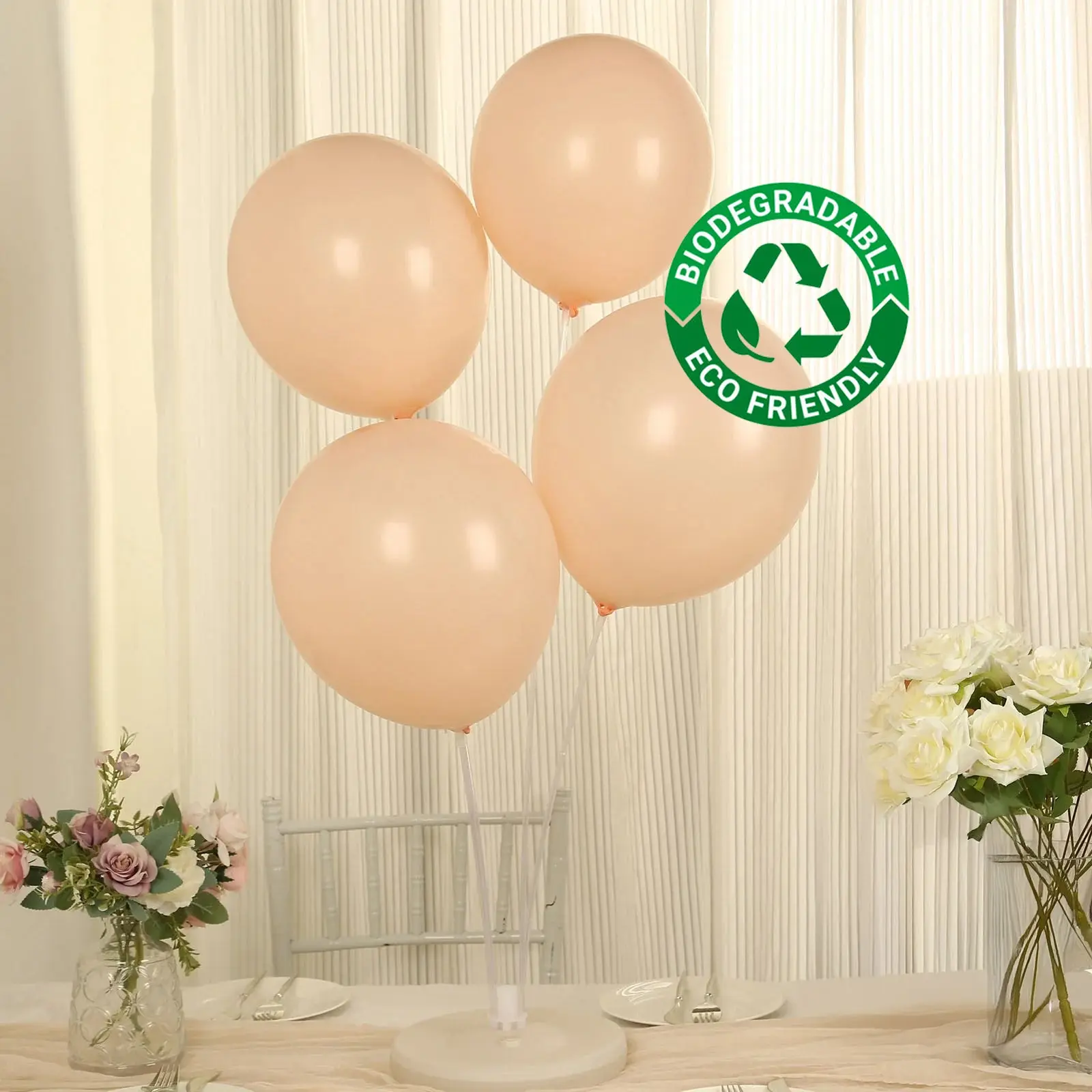 12" Matte Pastel Blush Biodegradable Latex Balloons, 50-Pack Thick Eco-Friendly Round Birthday Party Balloons for Festive Events