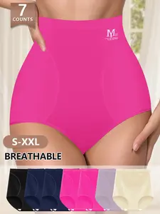 Women's Breathable High-Waisted Underwear Set, Womenswear, Soft Comfort Fit, Multiple Colors, Lightweight Triangle Panties, High Waist Briefs, All Seasons