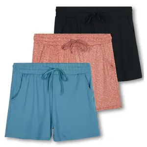 Real Essentials 3 Pack: Athletic Lounge Shorts for Women - Casual Sweat Shorts with Pockets (Available in Plus Size)