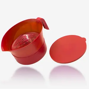 Easy Greasy Colander Grease Strainer With Handle And Container, Catch Bowl With Lid | 3 Piece Strain Set | Strains Ground Beef, Bacon & Pasta | Safe Kitchen Gadget BPA Free | Made In The USA
