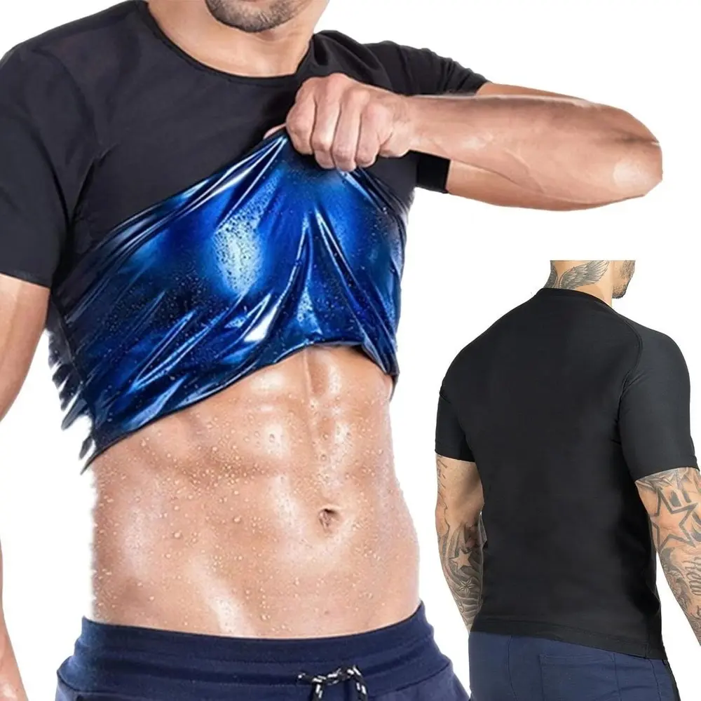 1/2/3/4 Pack Menswear Sauna Suits Fitness Vest Shirt Sweat Compression Short Sleeves Body Shaper Shapewear Workout Tank Top Sports Athletic Gym Exercise Training Sportswear Fabric Elastic Clothes Layer Gymwear