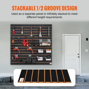 【Summervibes】VEVOR Slatwall Panels, 4 ft x 2 ft Black Garage Wall Panels 24"H x 48"L (Set of 2 Panels), Heavy Duty Garage Wall Organizer Panels Display for Retail Store, Garage Wall, and Craft Storage Organization