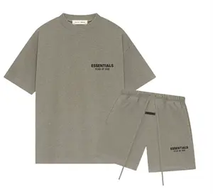 (One Set) Fear of God Essentials Classic Short Sleeve Tee & Shorts Homestead Heather (SS25)